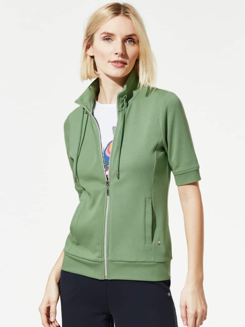 Baumwollstretch Jacke Halbarm Kleegrün