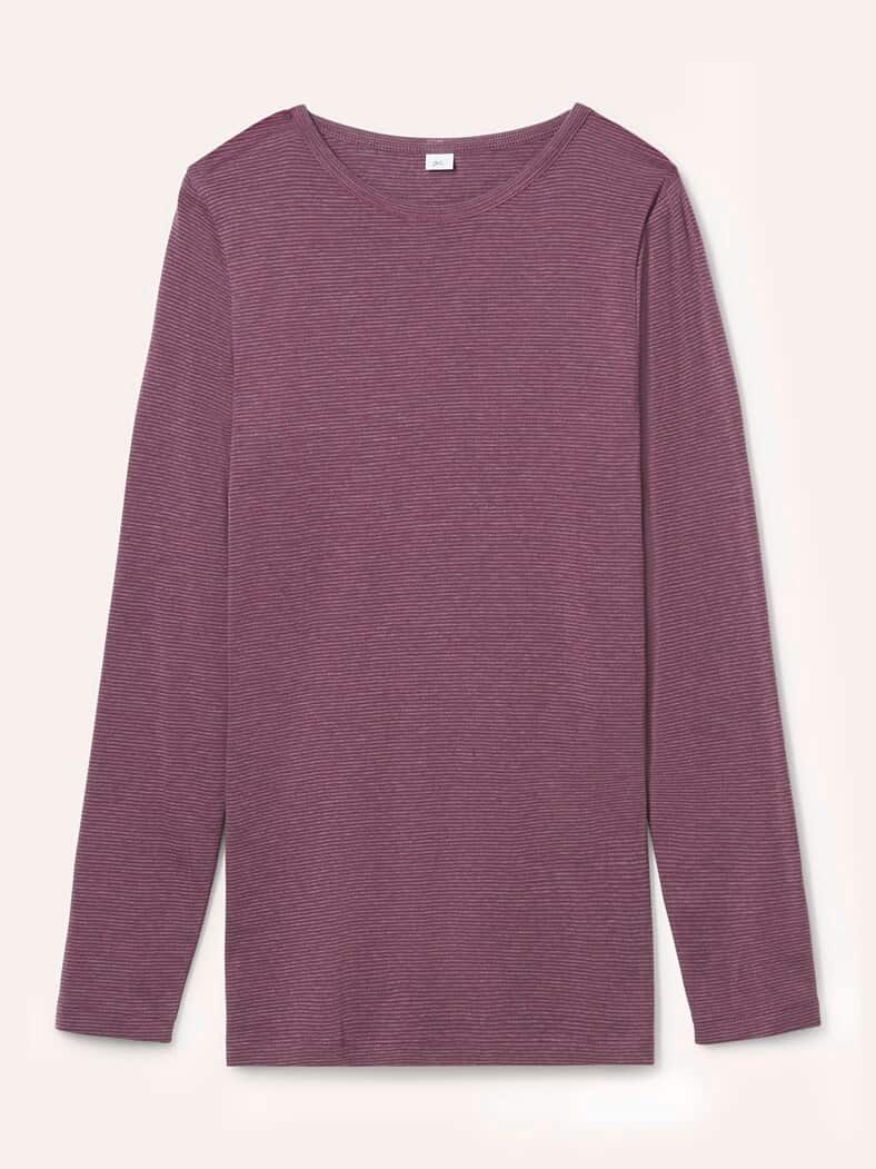 Thermo-Langarmshirt Bordeaux gestreift