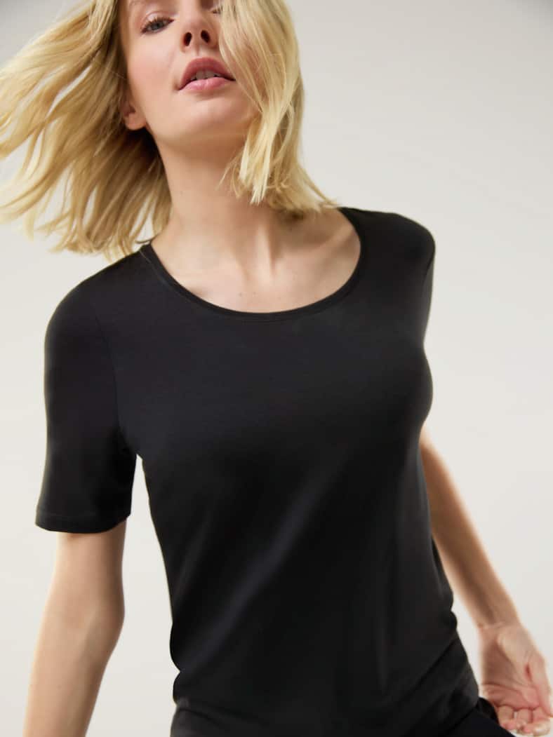 Viskose-Shirt Schwarz