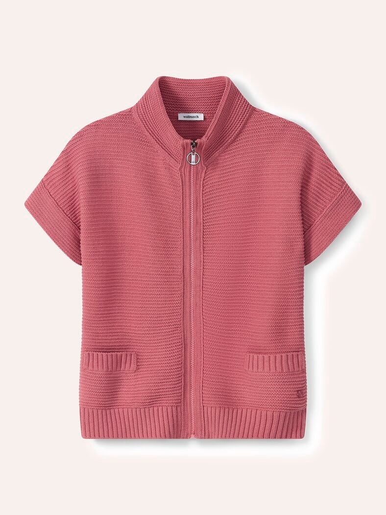 Baumwoll-Zip-Strickweste Rosenholz