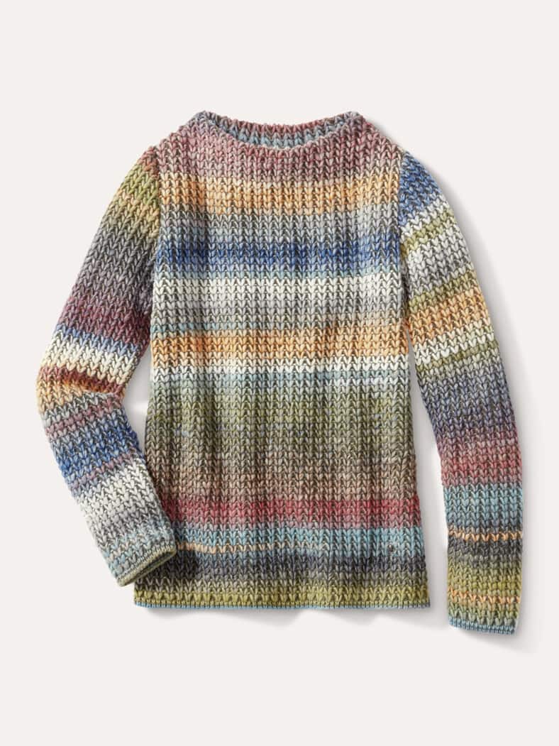 Grobstrick-Pullover Farbverlauf Oliv/Siena