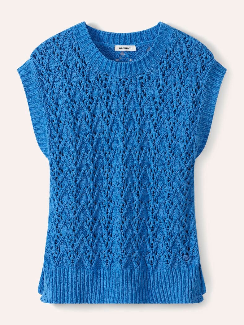 Pullunder mit Ajourmuster Meerblau