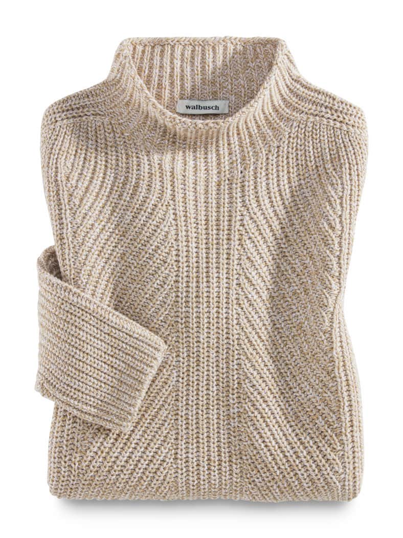 Patentpullover Nahtlos Caramel/Weiß