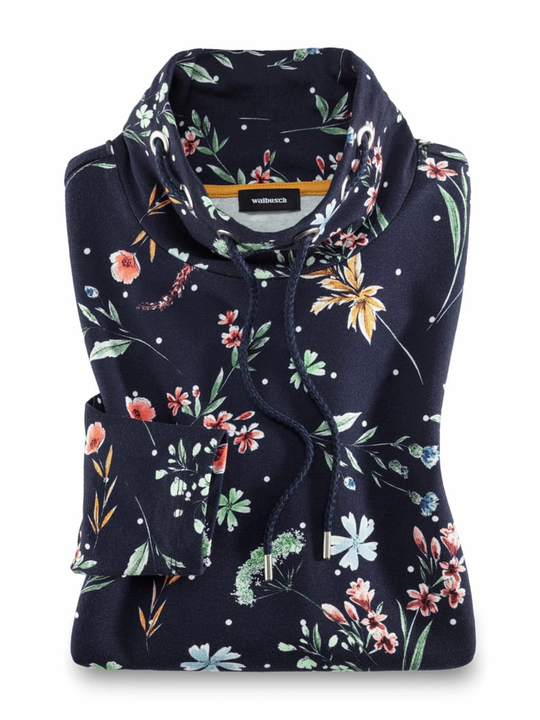 Baumwoll-Sweatshirt Flower Print Marine