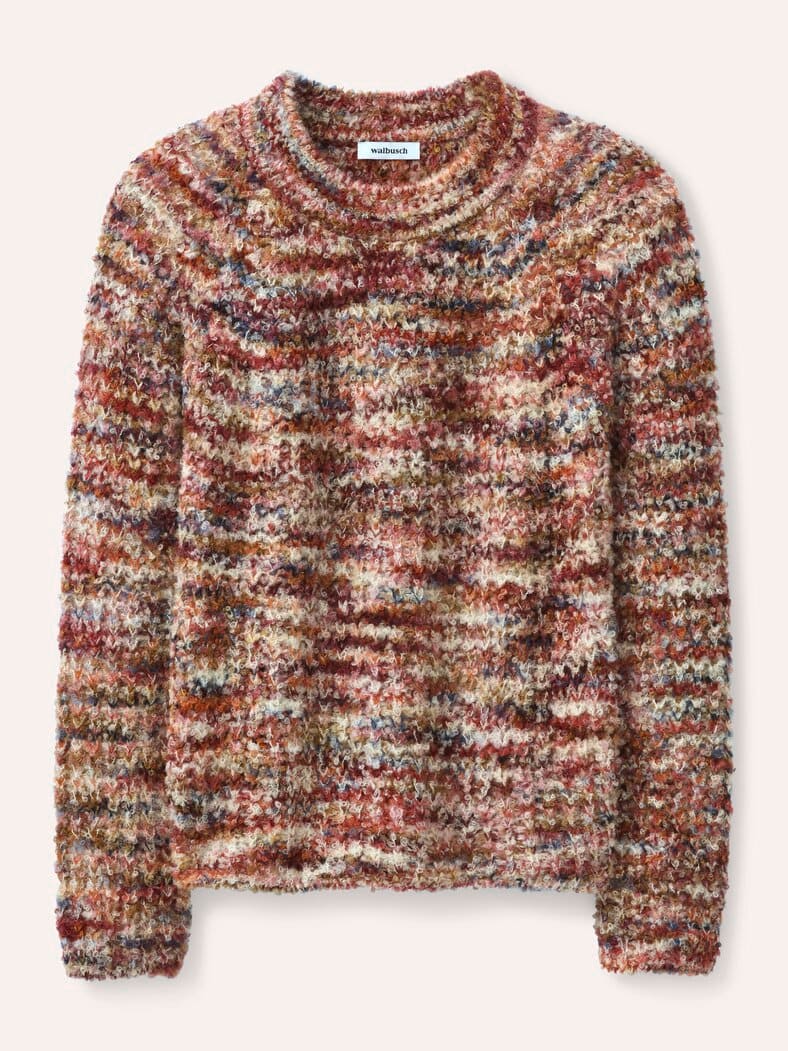 KERO Alpaka Pullover Patentmuster Multicolor Creme