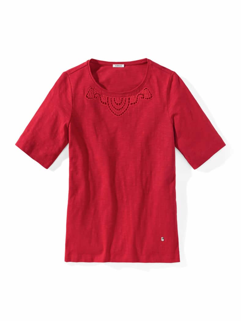Baumwollshirt Lochstickerei Feuerrot