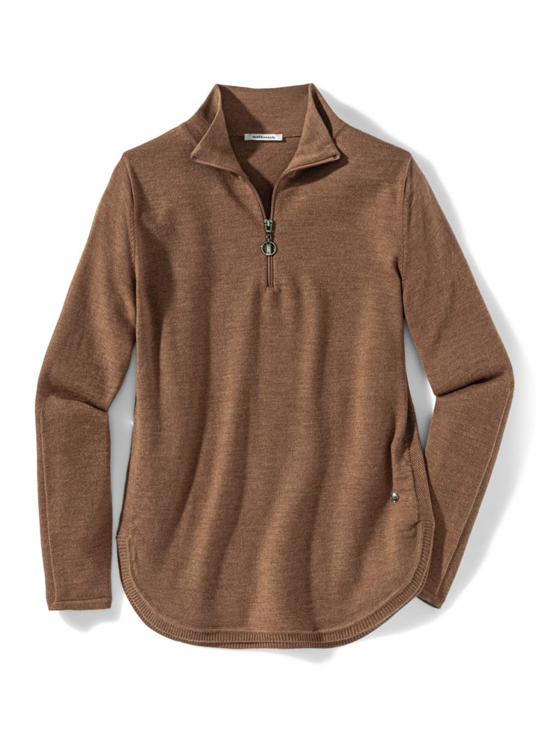 Merino-Pullover 100 Prozent Toffee Melange