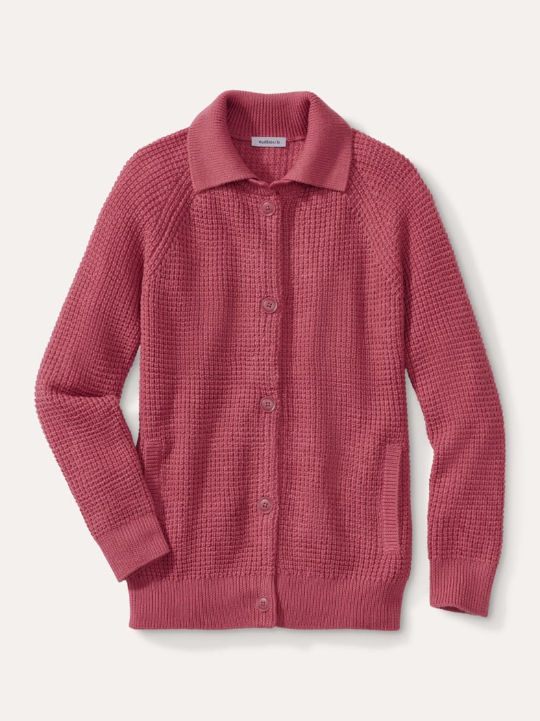 Merino-Strickjacke Waffelstruktur Siena