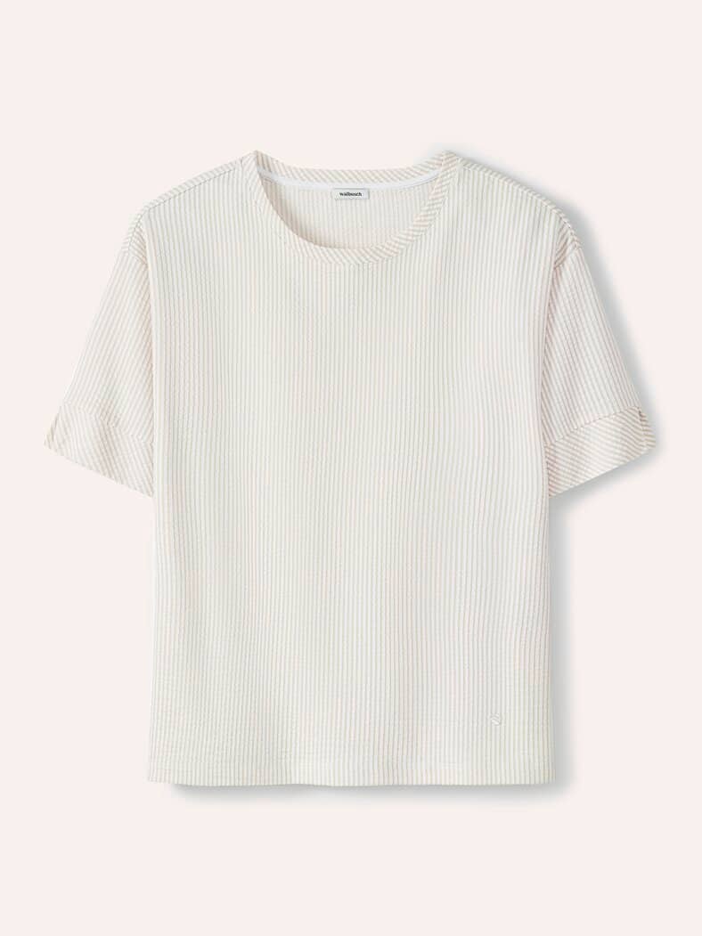 Streifenshirt Seersucker Sand