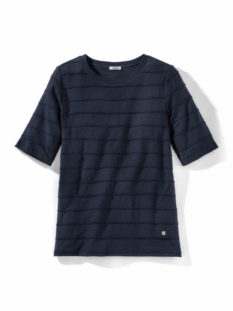 Baumwollshirt Streifenstruktur Marine