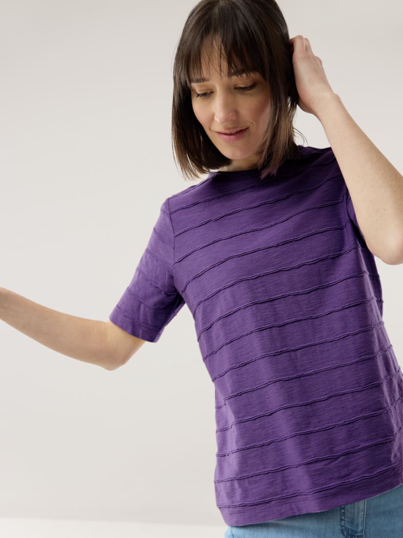 Baumwollshirt Streifenstruktur Veilchen