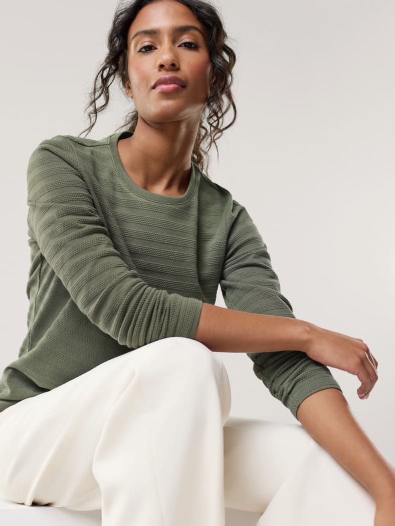 Baumwollshirt Reliefstruktur Oliv