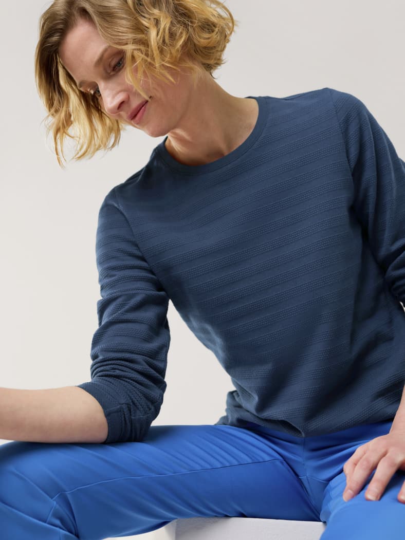 Baumwollshirt Reliefstruktur Marine