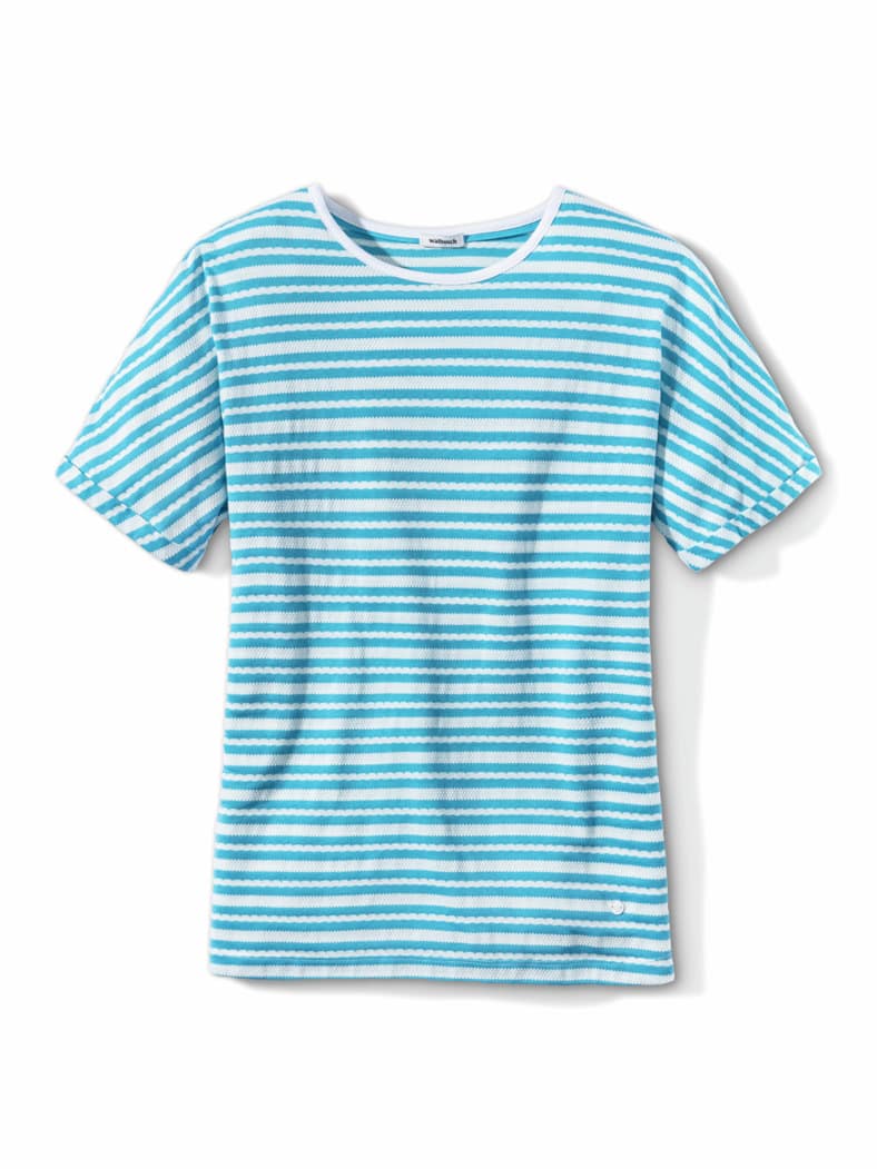 Kimonoshirt Ringelstruktur Azurblau