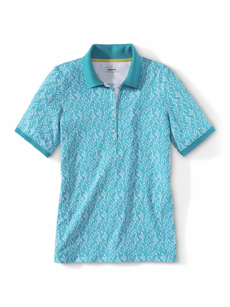 Jersey Polo Blätter Aqua