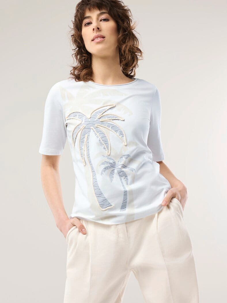 Baumwollshirt Tropical Weiß