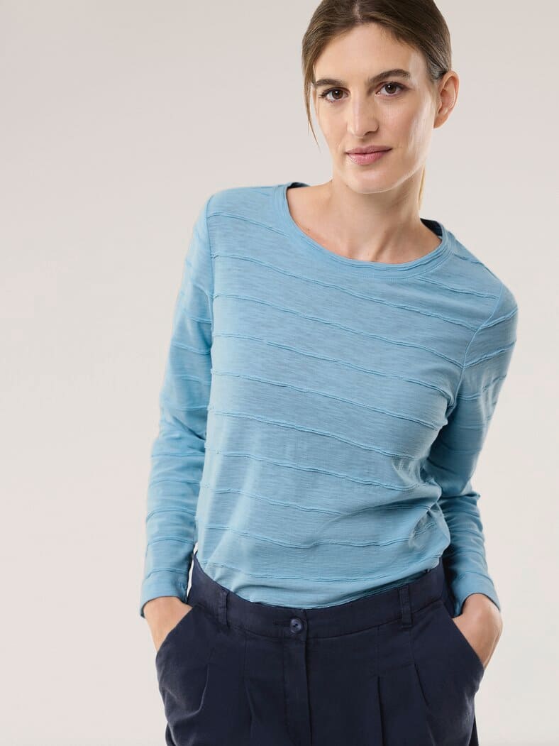 Baumwollshirt Streifenstruktur LA Skyblue