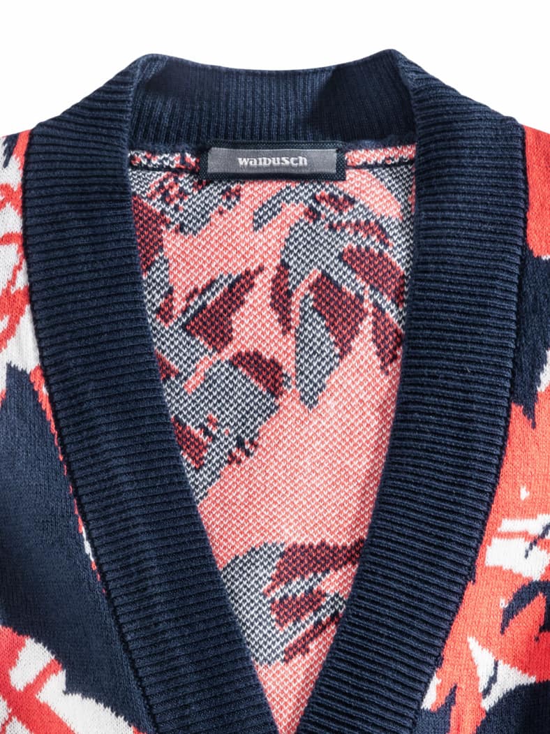 Jacquard Cardigan Offwhite/Rot