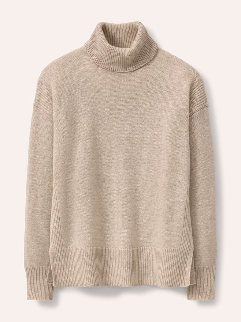 Cashmere Pullover mit Rollkragen Sesam Melange