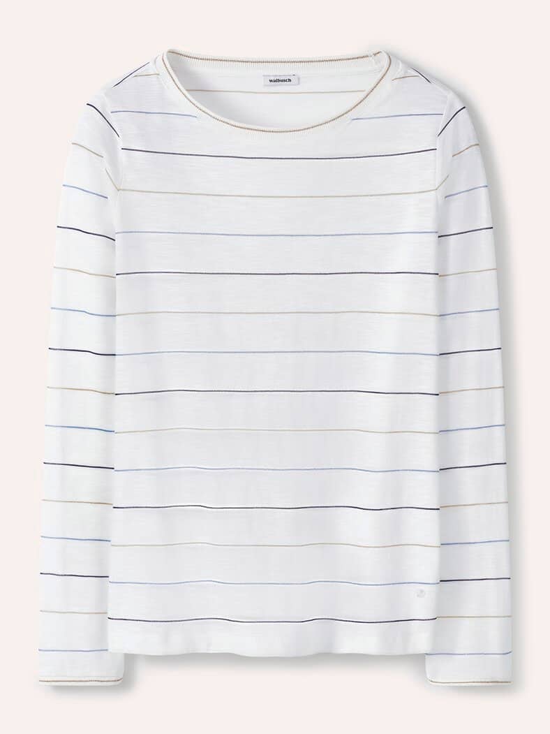 Baumwollshirt Lurexringel Weiß