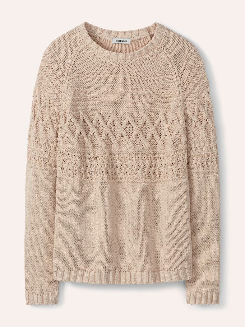 Pullover aus softem Bändchengarn Creme