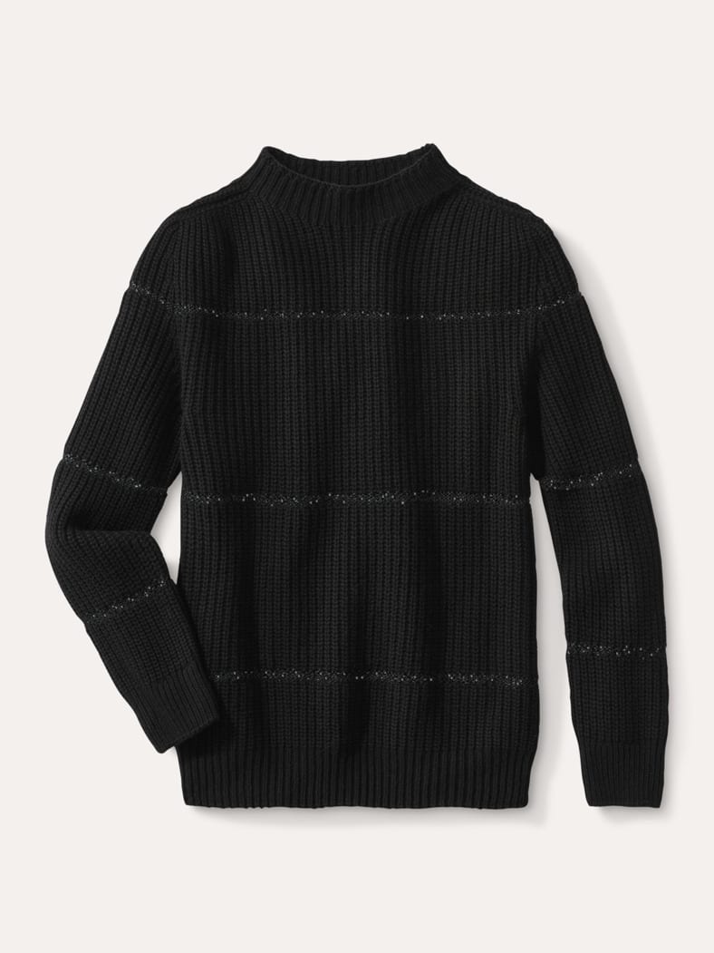 Pullover Paillettenstreifen Schwarz