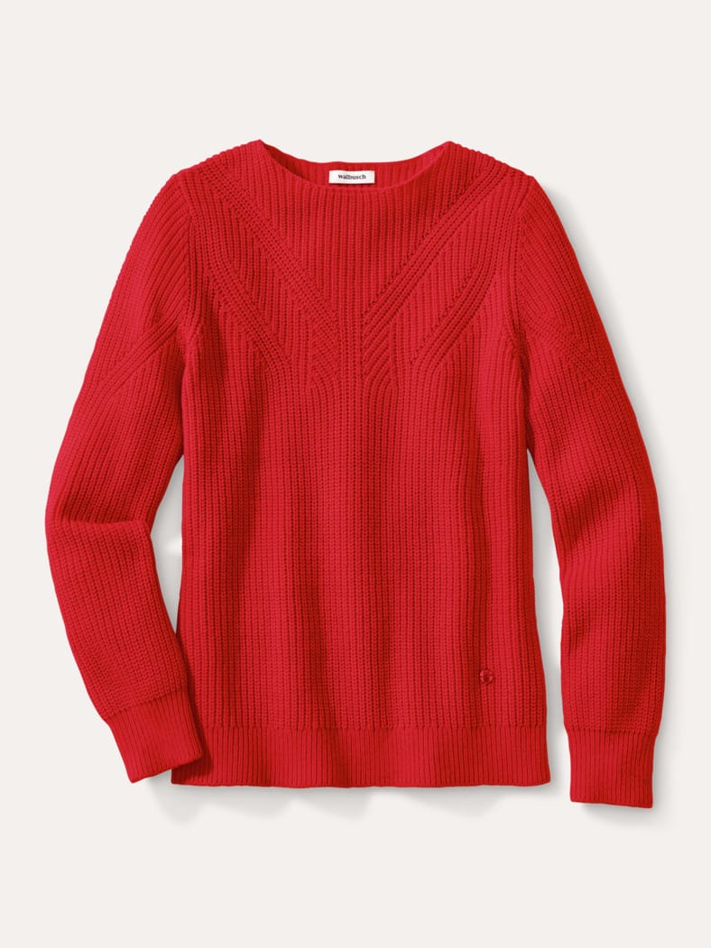 Baumwoll-Pullover Patentstrick Kirschrot