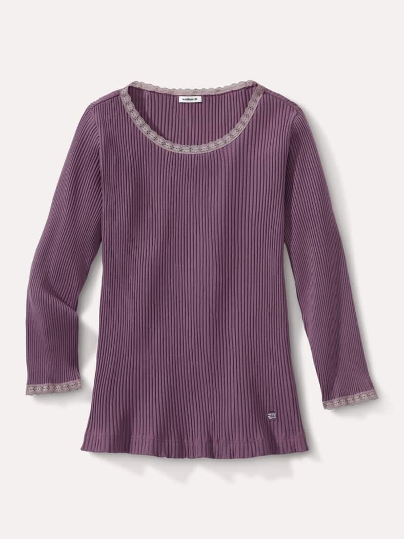 Rippshirt Spitzendetail Mauve