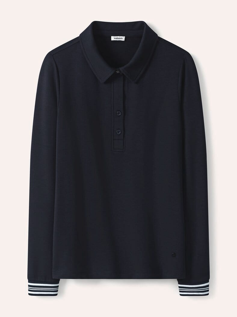 Poloshirt Kontrastdetail Nachtblau