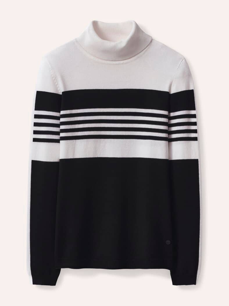 Viskose Rolli Hautschmeichler Streifen Schwarz/Offwhite