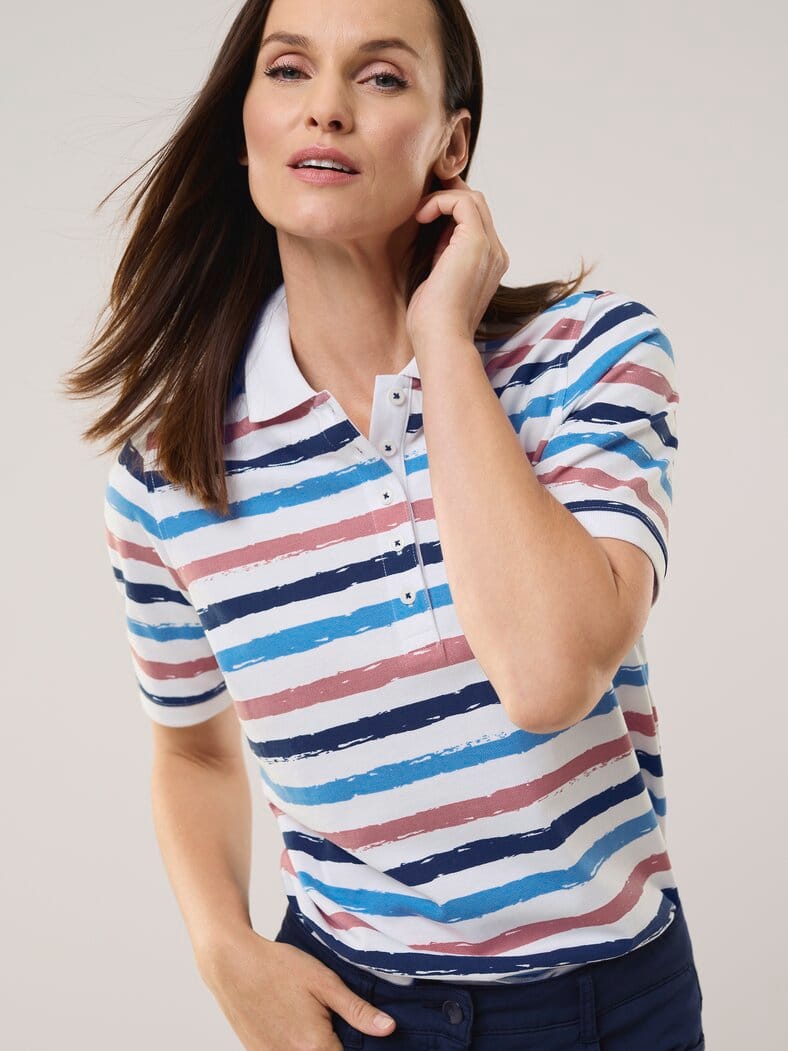 Poloshirt Frischekick Weiß gestreift