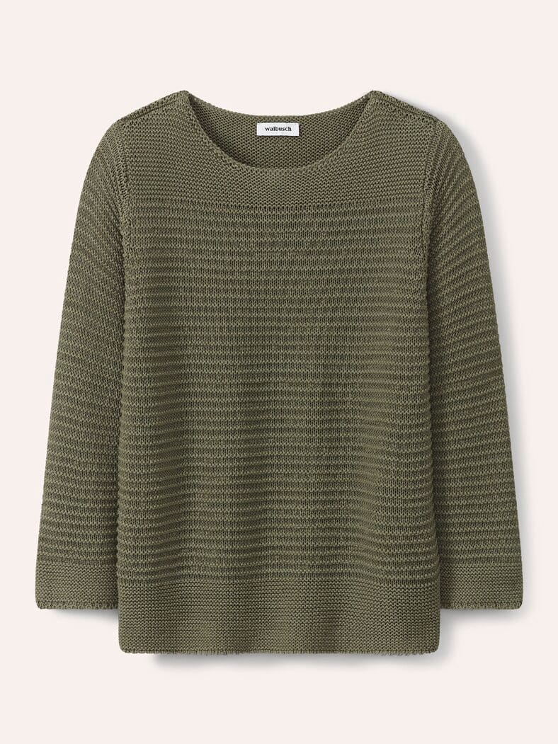 Pullover aus Bändchengarn Khaki