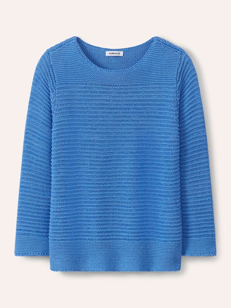 Pullover aus Bändchengarn Meerblau