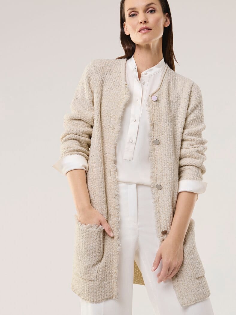 Fancy Longstrickjacke Creme/Offwhite