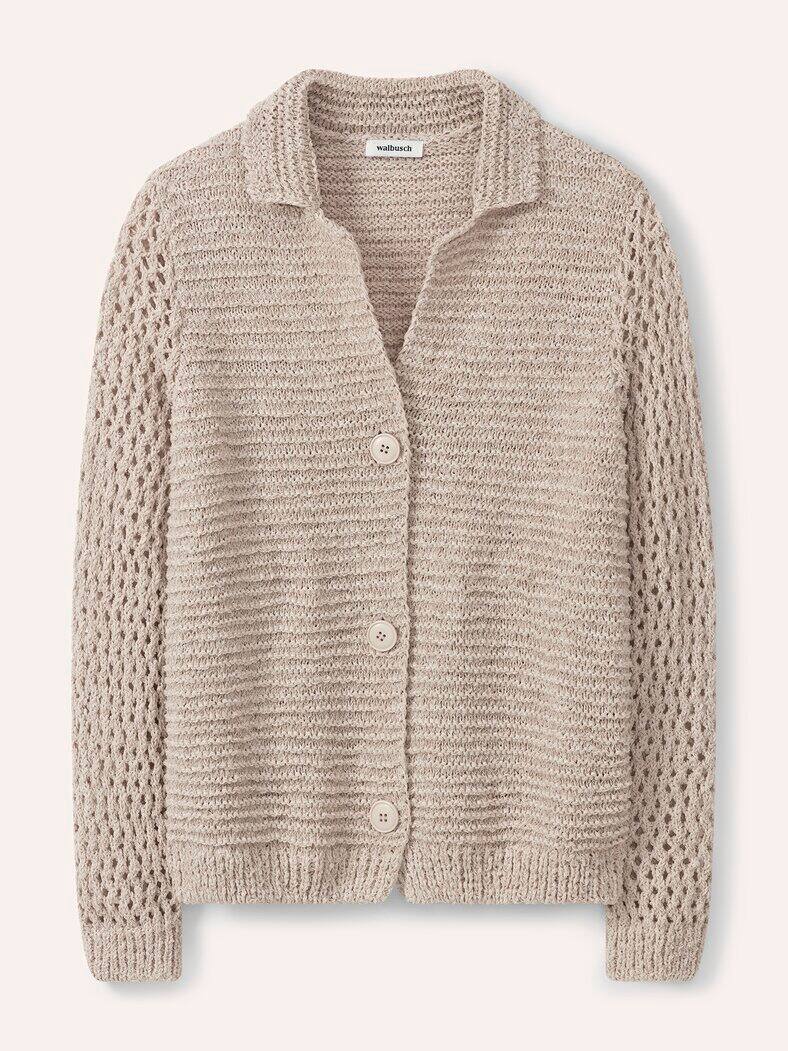 Strickjacke mit Leinen Natur