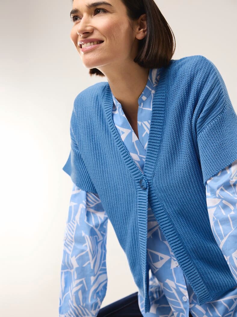 Strickweste Strukturmuster Jeansblau