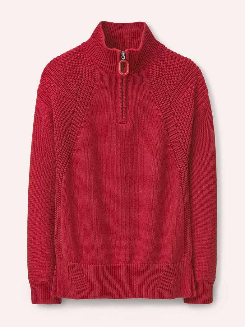 Pullover mit Troyerkragen Dunkelrot