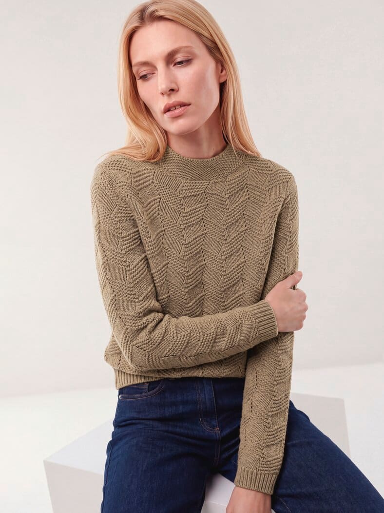 Weicher Strukturpullover Praline