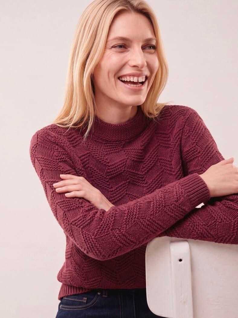 Weicher Strukturpullover Merlot