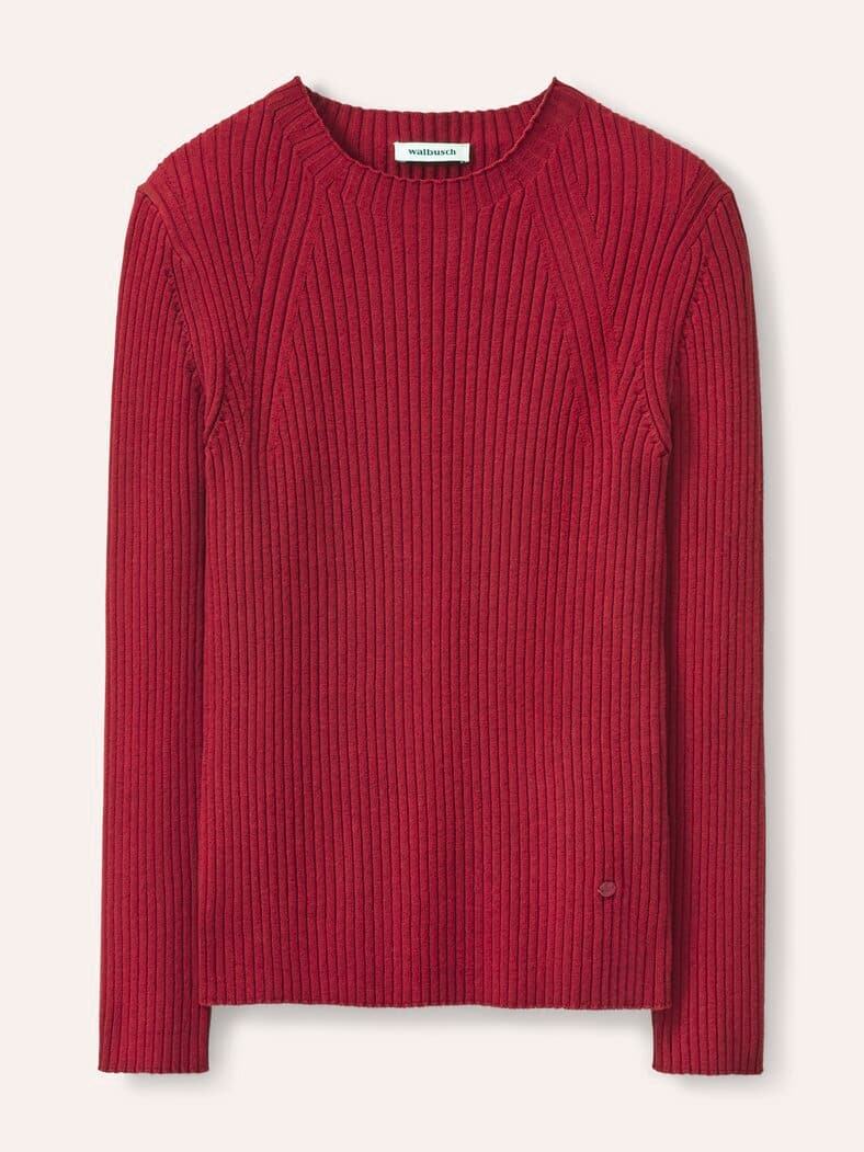 Baumwollmix Pullover in Rippenstrick Optik Chianti