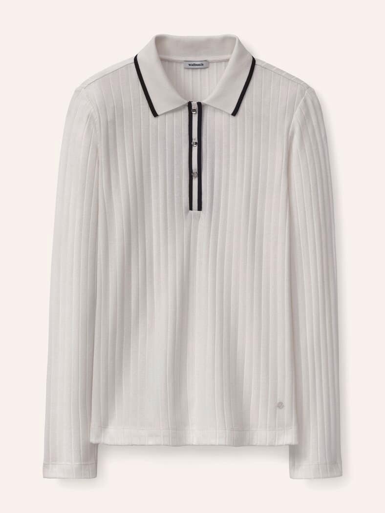 Poloshirt mit Rippenstruktur Offwhite