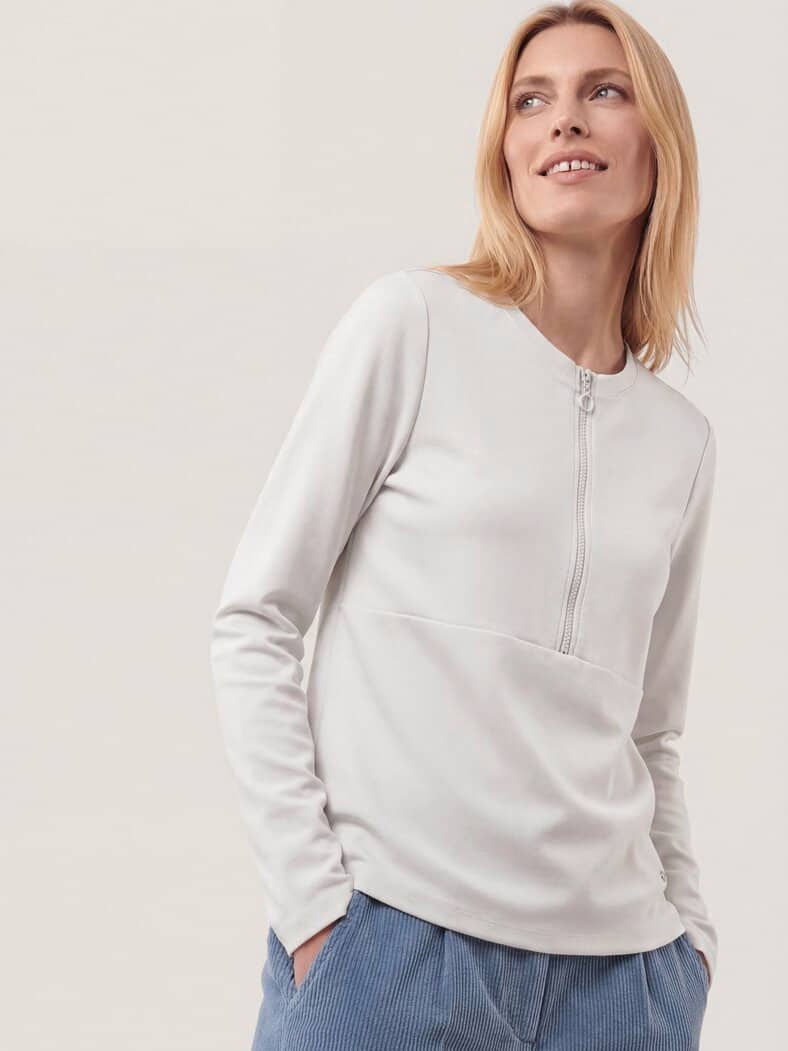 Shirt mit Reißverschluss Offwhite
