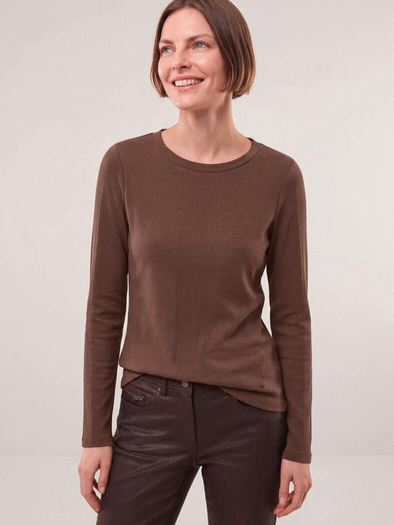 Shirt in Feinstrickoptik Kastanie