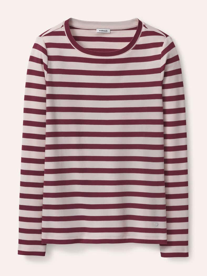 Baumwollshirt mit Ringel Creme/Merlot