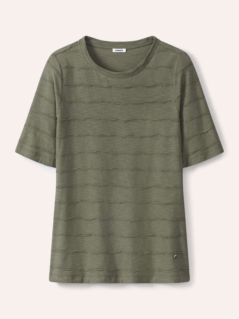 Baumwollshirt Streifenstruktur Khaki