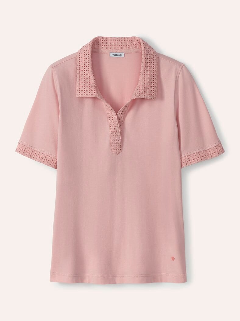 Poloshirt Lochstickerei Altrosa