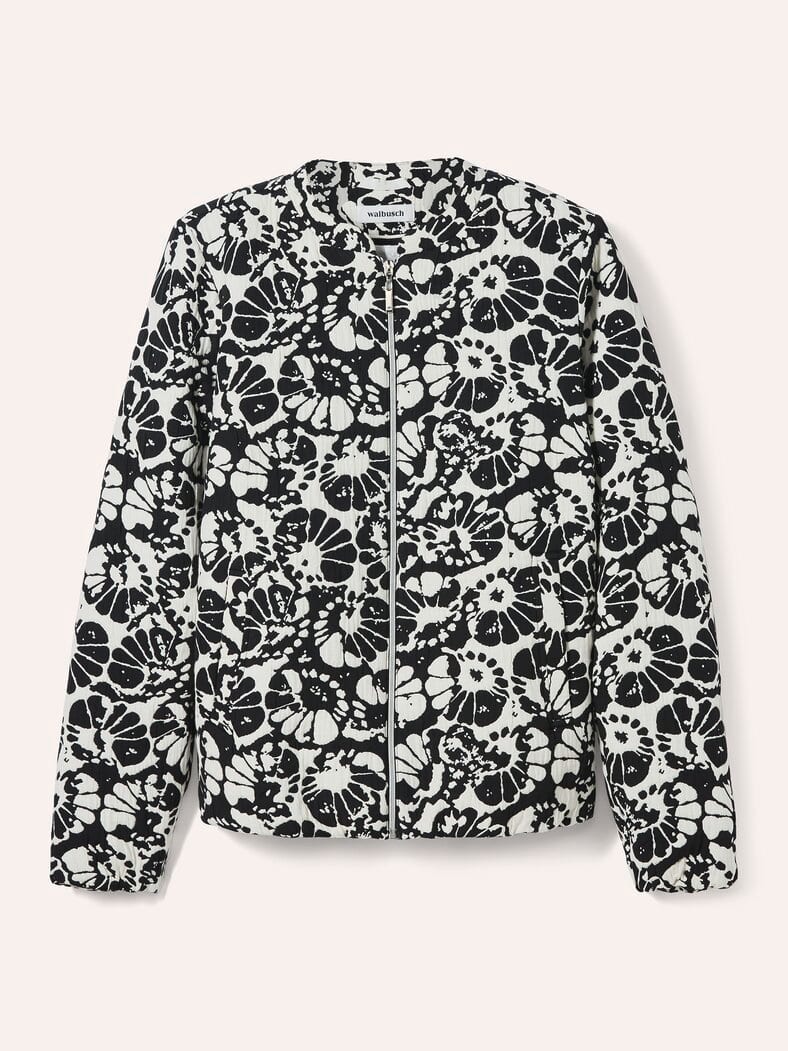 Blouson Blumenjacquard Schwarz/Weiß