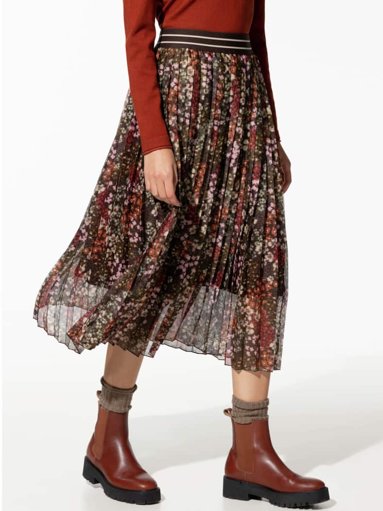 Mesh-Plisseerock Braun/Multicolor