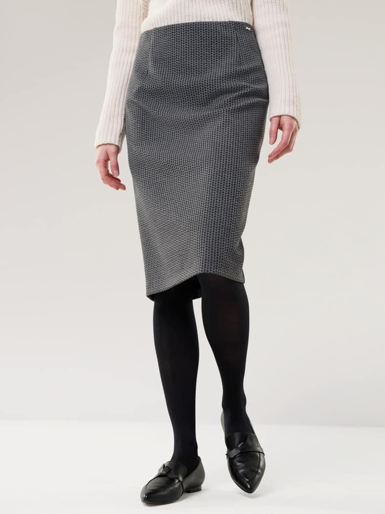 Jerseyrock Strickoptik Schwarz/Grau