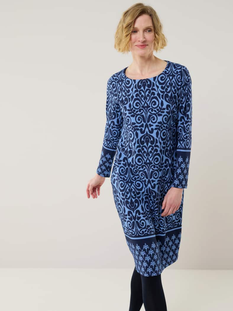 Jerseykleid Ornament Marine/Blau